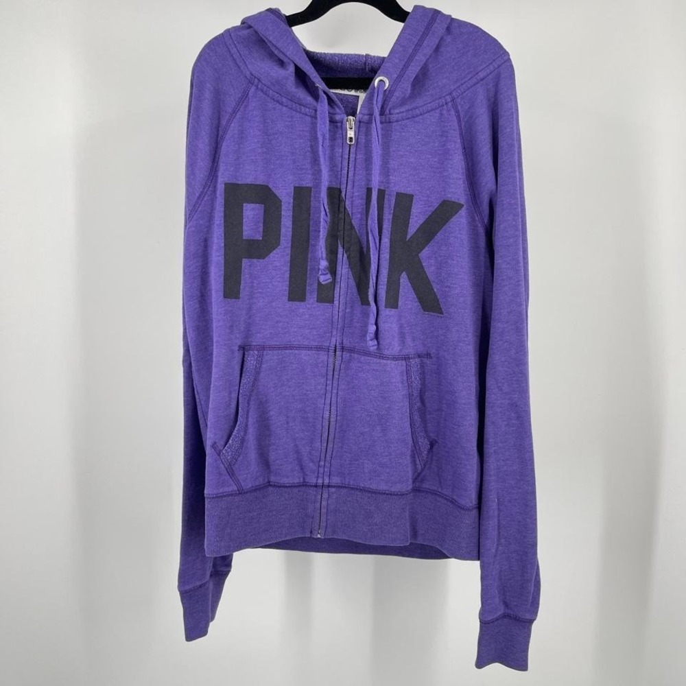Y2K Victoria's Secret PINK Hoodie Zip Up Sweatshirt Hoodie Small Purple Scene